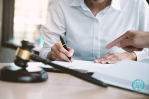 stock photo legal counsel presents client signed contract gavel legal law justice